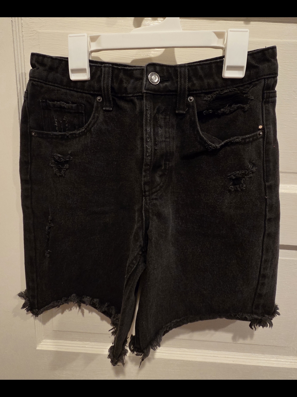 Wild Fable Black Distressed Denim Shorts with Branded Waistband
